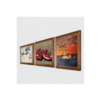 Pinecone İstanbul Kız Kulesi, Leonardo da Vinci At Heykeli, Nar Taş Duvar Tablosu - Ahşap Çerçeveli Taş Tablo - 25x25 cm - 3 Parça Set - Dekoratif Duvar Sanatı - Modern Ev Duvar Dekoru W3-1299