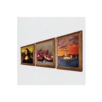 Pinecone İstanbul Kız Kulesi, Leonardo da Vinci Mona Lisa, Nar Taş Duvar Tablosu - Ahşap Çerçeveli Taş Tablo - 25x25 cm - 3 Parça Set - Dekoratif Duvar Sanatı - Modern Ev ve Ofis Duvar Dekoru W3-1415