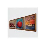 Pinecone İstanbul Kız Kulesi, Nar Taş Duvar Tablosu - Ahşap Çerçeveli Taş Tablo - 25x25 cm - 3 Parça Set - Dekoratif Duvar Sanatı - Modern Ev ve Ofis Duvar Dekoru W3-799