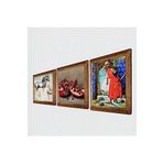 Pinecone Kaplumbağa Terbiyecisi, Leonardo da Vinci At Heykeli, Nar Taş Duvar Tablosu - Ahşap Çerçeveli Taş Tablo - 25x25 cm - 3 Parça Set - Dekoratif Duvar Sanatı - Modern Ev Duvar Dekoru W3-1285