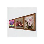 Pinecone Kelebekli Çiçek, Hayat Ağacı, Nar Taş Duvar Tablosu - Ahşap Çerçeveli Taş Tablo - 25x25 cm - 3 Parça Set - Dekoratif Duvar Sanatı - Modern Ev ve Ofis Duvar Dekoru W3-1041