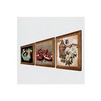 Pinecone Kelebekli Çiçek, Şahmeran, Nar Taş Duvar Tablosu - Ahşap Çerçeveli Taş Tablo - 25x25 cm - 3 Parça Set - Dekoratif Duvar Sanatı - Modern Ev ve Ofis Duvar Dekoru W3-955