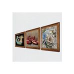 Pinecone Kelebekli Çiçek, Şahmeran, Nar Taş Duvar Tablosu - Ahşap Çerçeveli Taş Tablo - 25x25 cm - 3 Parça Set - Dekoratif Duvar Sanatı - Modern Ev ve Ofis Duvar Dekoru W3-956
