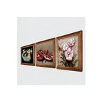 Pinecone Kelebekli Çiçek, Şahmeran, Nar Taş Duvar Tablosu - Ahşap Çerçeveli Taş Tablo - 25x25 cm - 3 Parça Set - Dekoratif Duvar Sanatı - Modern Ev ve Ofis Duvar Dekoru W3-957