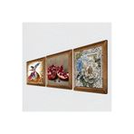 Pinecone Kelebekli Çiçek, Semazen, Nar Taş Duvar Tablosu - Ahşap Çerçeveli Taş Tablo - 25x25 cm - 3 Parça Set - Dekoratif Duvar Sanatı - Modern Ev ve Ofis Duvar Dekoru W3-850