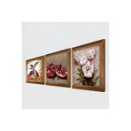 Pinecone Kelebekli Çiçek, Semazen, Nar Taş Duvar Tablosu - Ahşap Çerçeveli Taş Tablo - 25x25 cm - 3 Parça Set - Dekoratif Duvar Sanatı - Modern Ev ve Ofis Duvar Dekoru W3-851