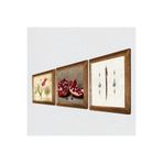 Pinecone Lale Ebru Sanatı, Elif, Nar Taş Duvar Tablosu - Ahşap Çerçeveli Taş Tablo - 25x25 cm - 3 Parça Set - Dekoratif Duvar Sanatı - Modern Ev ve Ofis Duvar Dekoru W3-643