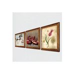 Pinecone Lale Ebru Sanatı, Leonardo da Vinci At Heykeli, Nar Taş Duvar Tablosu - Ahşap Çerçeveli Taş Tablo - 25x25 cm - 3 Parça Set - Dekoratif Duvar Sanatı - Modern Ev ve Ofis Duvar Dekoru W3-1307