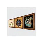 Pinecone Lale Ebru Sanatı, Nazar, Şahmeran Taş Duvar Tablosu - Ahşap Çerçeveli Taş Tablo - 25x25 cm - 3 Parça Set - Dekoratif Duvar Sanatı - Modern Ev ve Ofis Duvar Dekoru W3-649
