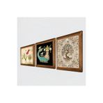 Pinecone Lale Ebru Sanatı, Şahmeran, Hayat Ağacı Taş Duvar Tablosu - Ahşap Çerçeveli Taş Tablo - 25x25 cm - 3 Parça Set - Dekoratif Duvar Sanatı - Modern Ev ve Ofis Duvar Dekoru W3-645