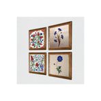 Pinecone Lale, Ebru Sanatı Taş Duvar Tablosu - Ahşap Çerçeveli Taş Tablo - 25x25 cm - 4 Parça Set - Dekoratif Duvar Sanatı - Modern Ev ve Ofis Duvar Dekoru W4-702