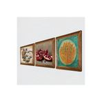 Pinecone Lotus Çiçeği, Kelebekli Çiçek, Nar Taş Duvar Tablosu - Ahşap Çerçeveli Taş Tablo - 25x25 cm - 3 Parça Set - Dekoratif Duvar Sanatı - Modern Ev ve Ofis Duvar Dekoru W3-1095