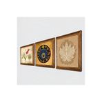 Pinecone Lotus Çiçeği, Lale Ebru Sanatı, Nazar Taş Duvar Tablosu - Ahşap Çerçeveli Taş Tablo - 25x25 cm - 3 Parça Set - Dekoratif Duvar Sanatı - Modern Ev ve Ofis Duvar Dekoru W3-75