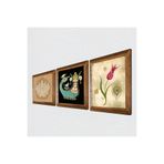 Pinecone Lotus Çiçeği, Lale Ebru Sanatı, Şahmeran Taş Duvar Tablosu - Ahşap Çerçeveli Taş Tablo - 25x25 cm - 3 Parça Set - Dekoratif Duvar Sanatı - Modern Ev ve Ofis Duvar Dekoru W3-669