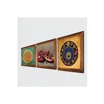 Pinecone Lotus Çiçeği, Nazar, Nar Taş Duvar Tablosu - Ahşap Çerçeveli Taş Tablo - 25x25 cm - 3 Parça Set - Dekoratif Duvar Sanatı - Modern Ev ve Ofis Duvar Dekoru W3-1608