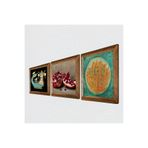 Pinecone Lotus Çiçeği, Şahmeran, Nar Taş Duvar Tablosu - Ahşap Çerçeveli Taş Tablo - 25x25 cm - 3 Parça Set - Dekoratif Duvar Sanatı - Modern Ev ve Ofis Duvar Dekoru W3-1003