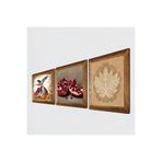 Pinecone Lotus Çiçeği, Semazen, Nar Taş Duvar Tablosu - Ahşap Çerçeveli Taş Tablo - 25x25 cm - 3 Parça Set - Dekoratif Duvar Sanatı - Modern Ev ve Ofis Duvar Dekoru W3-874