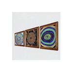 Pinecone Mandala, Nazar, Sri Yantra Taş Duvar Tablosu - Ahşap Çerçeveli Taş Tablo - 25x25 cm - 3 Parça Set - Dekoratif Duvar Sanatı - Modern Ev ve Ofis Duvar Dekoru W3-628