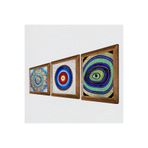 Pinecone Mandala, Nazar Taş Duvar Tablosu - Ahşap Çerçeveli Taş Tablo - 25x25 cm - 3 Parça Set - Dekoratif Duvar Sanatı - Modern Ev ve Ofis Duvar Dekoru W3-144