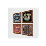 Pinecone Mandala, Nazar, Yaşam Çiçeği, Şahmeran Taş Duvar Tablosu - Ahşap Çerçeveli Taş Tablo - 25x25 cm - 4 Parça Set - Dekoratif Duvar Sanatı - Modern Ev ve Ofis Duvar Dekoru W4-779
