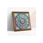 Pinecone Mandala Taş Duvar Tablosu - Ahşap Çerçeveli Taş Tablo - 25x25 cm - Dekoratif Duvar Sanatı - Modern Ev ve Ofis Duvar Dekoru W1-229