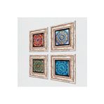 Pinecone Mandala Taş Duvar Tablosu - Çerçeveli Taş Tablo - Dekoratif Duvar Sanatı - Modern Ev ve Ofis Duvar Dekoru T4-1096
