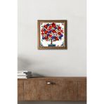 Pinecone Nar Ağacı Taş Duvar Tablosu Ahşap Çerçeveli Duvar Dekoru Wall Art 25x25cm W1-03