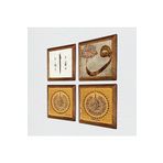 Pinecone Nas Suresi, Felak Suresi, Vav, Elif Taş Duvar Tablosu - Ahşap Çerçeveli Taş Tablo - 25x25 cm - 4 Parça Set - Dekoratif Duvar Sanatı - Modern Ev ve Ofis Duvar Dekoru W4-922
