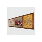 Pinecone Nas Suresi, Hayat Ağacı, Nar Taş Duvar Tablosu - Ahşap Çerçeveli Taş Tablo - 25x25 cm - 3 Parça Set - Dekoratif Duvar Sanatı - Modern Ev ve Ofis Duvar Dekoru W3-949