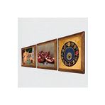 Pinecone Nazar Boncuğu, İki Müzisyen Kız Tablosu, Nar Taş Duvar Tablosu - Ahşap Çerçeveli Taş Tablo - 25x25 cm - 3 Parça Set - Dekoratif Duvar Sanatı - Modern Ev ve Ofis Duvar Dekoru W3-1478