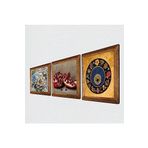 Pinecone Nazar Boncuğu, Kelebekli Çiçek, Nar Taş Duvar Tablosu - Ahşap Çerçeveli Taş Tablo - 25x25 cm - 3 Parça Set - Dekoratif Duvar Sanatı - Modern Ev ve Ofis Duvar Dekoru W3-1147