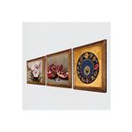 Pinecone Nazar Boncuğu, Kelebekli Çiçek, Nar Taş Duvar Tablosu - Ahşap Çerçeveli Taş Tablo - 25x25 cm - 3 Parça Set - Dekoratif Duvar Sanatı - Modern Ev ve Ofis Duvar Dekoru W3-1226