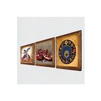 Pinecone Nazar Boncuğu, Semazen, Nar Taş Duvar Tablosu - Ahşap Çerçeveli Taş Tablo - 25x25 cm - 3 Parça Set - Dekoratif Duvar Sanatı - Modern Ev ve Ofis Duvar Dekoru W3-857