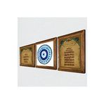 Pinecone Nazar Duası, Ayet-el Kürsi, Nazar Taş Duvar Tablosu - Ahşap Çerçeveli Taş Tablo - 25x25 cm - 3 Parça Set - Dekoratif Duvar Sanatı - Modern Ev ve Ofis Duvar Dekoru W3-154