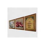 Pinecone Nazar Duası, Kelebekli Çiçek, Nar Taş Duvar Tablosu - Ahşap Çerçeveli Taş Tablo - 25x25 cm - 3 Parça Set - Dekoratif Duvar Sanatı - Modern Ev ve Ofis Duvar Dekoru W3-1151