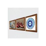 Pinecone Nazar, Kelebekli Çiçek, Nar Taş Duvar Tablosu - Ahşap Çerçeveli Taş Tablo - 25x25 cm - 3 Parça Set - Dekoratif Duvar Sanatı - Modern Ev ve Ofis Duvar Dekoru W3-1185