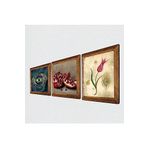 Pinecone Nazar, Lale Ebru Sanatı, Nar Taş Duvar Tablosu - Ahşap Çerçeveli Taş Tablo - 25x25 cm - 3 Parça Set - Dekoratif Duvar Sanatı - Modern Ev ve Ofis Duvar Dekoru W3-1633