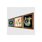 Pinecone Nazar, Lale Ebru Sanatı, Şahmeran Taş Duvar Tablosu - Ahşap Çerçeveli Taş Tablo - 25x25 cm - 3 Parça Set - Dekoratif Duvar Sanatı - Modern Ev ve Ofis Duvar Dekoru W3-664
