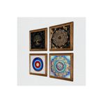 Pinecone Nazar, Mandala, Sri Yantra, Hayat Ağacı Taş Duvar Tablosu - Ahşap Çerçeveli Taş Tablo - 25x25 cm - 4 Parça Set - Dekoratif Duvar Sanatı - Modern Ev ve Ofis Duvar Dekoru W4-740