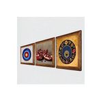 Pinecone Nazar, Nar Taş Duvar Tablosu - Ahşap Çerçeveli Taş Tablo - 25x25 cm - 3 Parça Set - Dekoratif Duvar Sanatı - Modern Ev ve Ofis Duvar Dekoru W3-1621