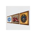 Pinecone Nazar, Nar Taş Duvar Tablosu - Ahşap Çerçeveli Taş Tablo - 25x25 cm - 3 Parça Set - Dekoratif Duvar Sanatı - Modern Ev ve Ofis Duvar Dekoru W3-1622