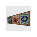 Pinecone Nazar, Nar Taş Duvar Tablosu - Ahşap Çerçeveli Taş Tablo - 25x25 cm - 3 Parça Set - Dekoratif Duvar Sanatı - Modern Ev ve Ofis Duvar Dekoru W3-1674