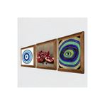 Pinecone Nazar, Nar Taş Duvar Tablosu - Ahşap Çerçeveli Taş Tablo - 25x25 cm - 3 Parça Set - Dekoratif Duvar Sanatı - Modern Ev ve Ofis Duvar Dekoru W3-1678