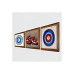 Pinecone Nazar, Nar Taş Duvar Tablosu - Ahşap Çerçeveli Taş Tablo - 25x25 cm - 3 Parça Set - Dekoratif Duvar Sanatı - Modern Ev ve Ofis Duvar Dekoru W3-1697
