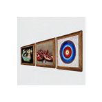 Pinecone Nazar, Şahmeran, Nar Taş Duvar Tablosu - Ahşap Çerçeveli Taş Tablo - 25x25 cm - 3 Parça Set - Dekoratif Duvar Sanatı - Modern Ev ve Ofis Duvar Dekoru W3-1016