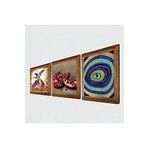 Pinecone Nazar, Semazen, Nar Taş Duvar Tablosu - Ahşap Çerçeveli Taş Tablo - 25x25 cm - 3 Parça Set - Dekoratif Duvar Sanatı - Modern Ev ve Ofis Duvar Dekoru W3-883
