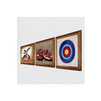 Pinecone Nazar, Semazen, Nar Taş Duvar Tablosu - Ahşap Çerçeveli Taş Tablo - 25x25 cm - 3 Parça Set - Dekoratif Duvar Sanatı - Modern Ev ve Ofis Duvar Dekoru W3-893