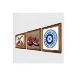 Pinecone Nazar, Semazen, Nar Taş Duvar Tablosu - Ahşap Çerçeveli Taş Tablo - 25x25 cm - 3 Parça Set - Dekoratif Duvar Sanatı - Modern Ev ve Ofis Duvar Dekoru W3-894