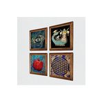 Pinecone Nazar, Yaşam Çiçeği, Şahmeran, Nar Taş Duvar Tablosu - Ahşap Çerçeveli Taş Tablo - 25x25 cm - 4 Parça Set - Dekoratif Duvar Sanatı - Modern Ev ve Ofis Duvar Dekoru W4-797