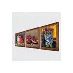 Pinecone Picasso Ağlayan Kadın, Kaplumbağa Terbiyecisi, Nar Taş Duvar Tablosu - Ahşap Çerçeveli Taş Tablo - 25x25 cm - 3 Parça Set - Dekoratif Duvar Sanatı - Modern Ev ve Ofis Duvar Dekoru W3-1580
